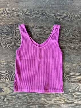 Women's Ribbed V-Neck Tank Top - Pink